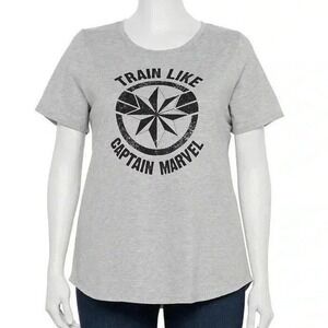 Disney Marvel Captain Marvel Graphic Tee Women's 4X Gray NWT Top Blouse Star
